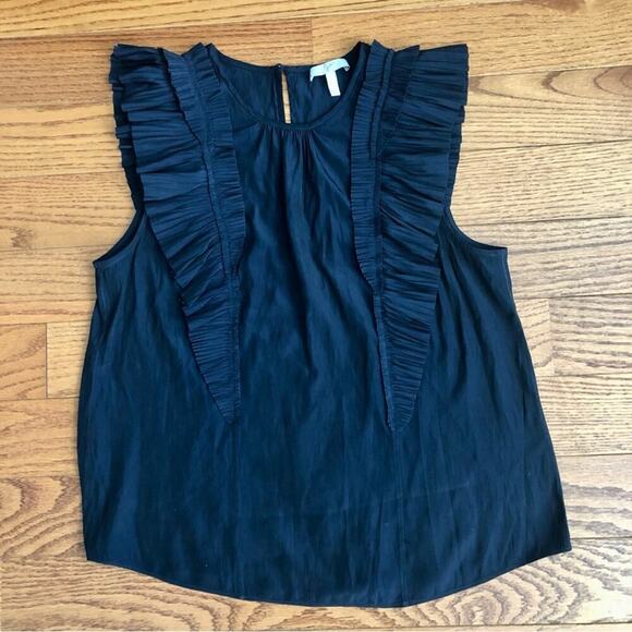 Joie Cruzita Pleated-ruffle Sleeveless Blouse In Midnight Blue Women’s Size S - Picture 4 of 8